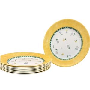 Vintage CorningWare Classical Garden Luncheon Plates 8.25" Set 9‎ Yellow Floral